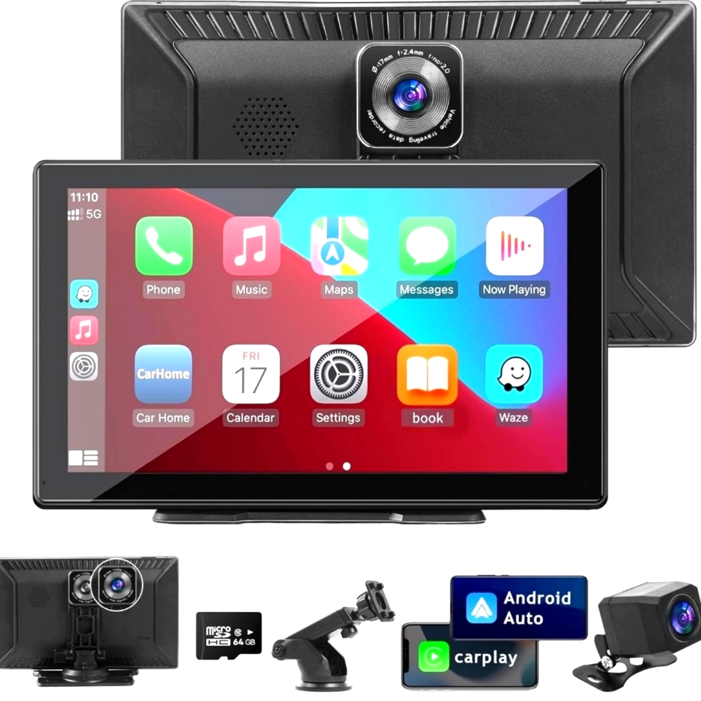Wireless Apple Carplay/Andorid Touchscreen for Car with 2.5K Dash Cam,9.3 Inches